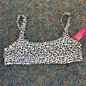 Leopard print Bikini bralette, ribbed material, adjustable shoulder straps